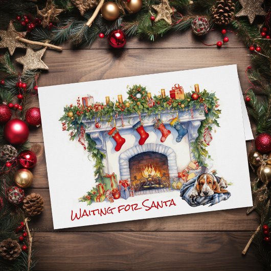 Basset Hound Hond Wachten op de Kerstman