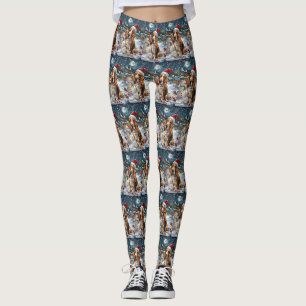 Basset Hound Hond Winter Wonderland Kerstvreugde Leggings