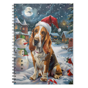 Basset Hound-hond Winter Wonderland Kerstvreugde Notitieboek
