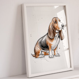Basset Hound | Honden afdrukken | Hond Art Print