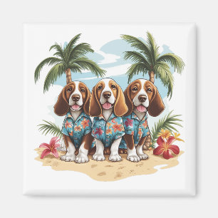 Basset Hound Honden Hawaïaanse Shirts Magneet