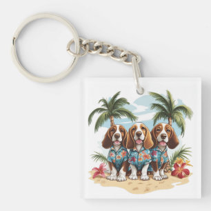 Basset Hound Honden Hawaïaanse Shirts Sleutelhanger