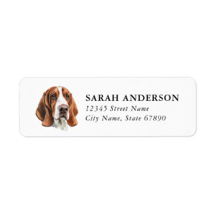 Basset Hound-honden retouradreslabels Etiket