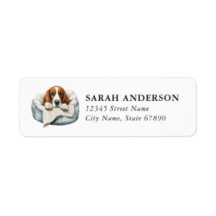 Basset Hound-honden retouradreslabels Etiket