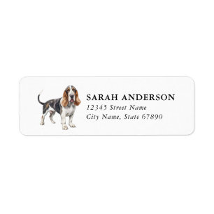 Basset Hound-honden retouradreslabels Etiket