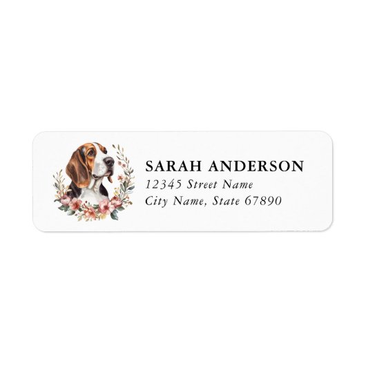 Basset Hound-honden retouradreslabels Etiket (Voorkant)