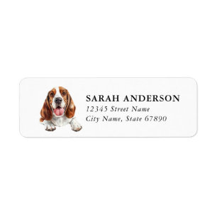 Basset Hound-honden retouradreslabels Etiket