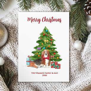 Basset Hound-hondenfamilie Kerstmis Feestdagenkaart