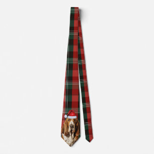 Basset Hound Hondenliefhebber Red Green Plaid Chri Stropdas