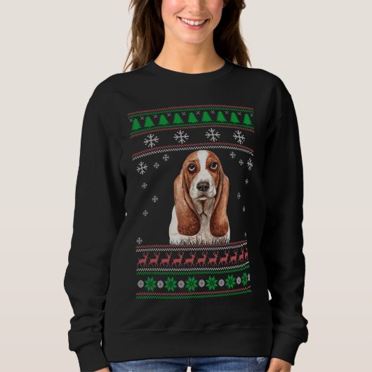 Basset Hound Hondenliefhebber Ugly Christmas Sweat Trui (Voorkant)