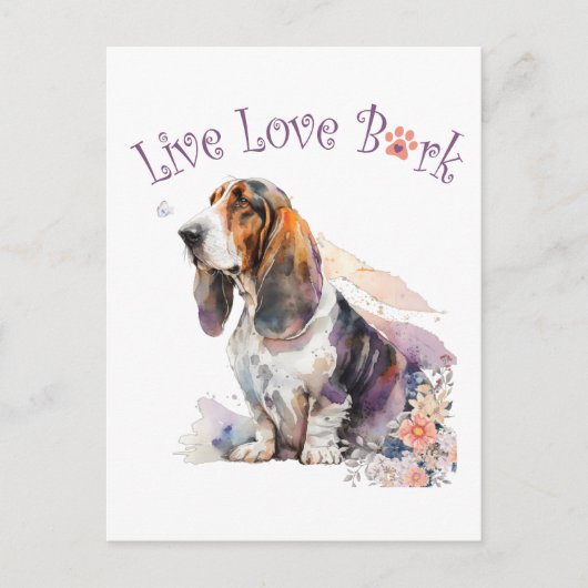 Basset Hound Hondenmoeder Bloem Briefkaart (Voorkant)