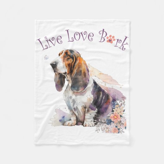 Basset Hound Hondenmoeder Bloem Fleece Deken (Voorkant)