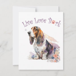 Basset Hound Hondenmoeder Bloemen Notitiekaartje