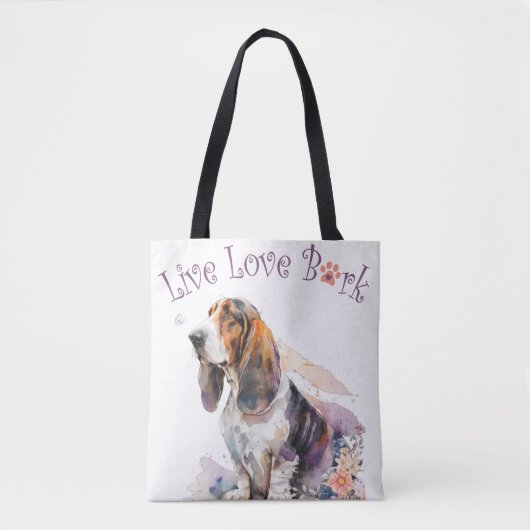 Basset Hound Hondenmoeder Bloemen Tote Bag (Voorkant)