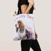 Basset Hound Hondenmoeder Bloemen Tote Bag (Dichtbij)