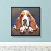 Basset Hound - Hondenportret Canvas Afdruk (Insitu (Houten vloer))