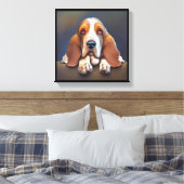 Basset Hound - Hondenportret Canvas Afdruk (Insitu (Slaapkamer))