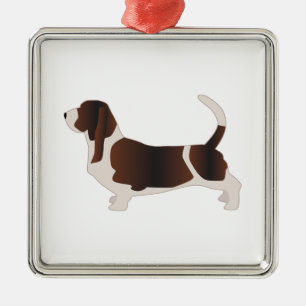 Basset Hound Hondenras Silhouette Illustratie Metalen Ornament