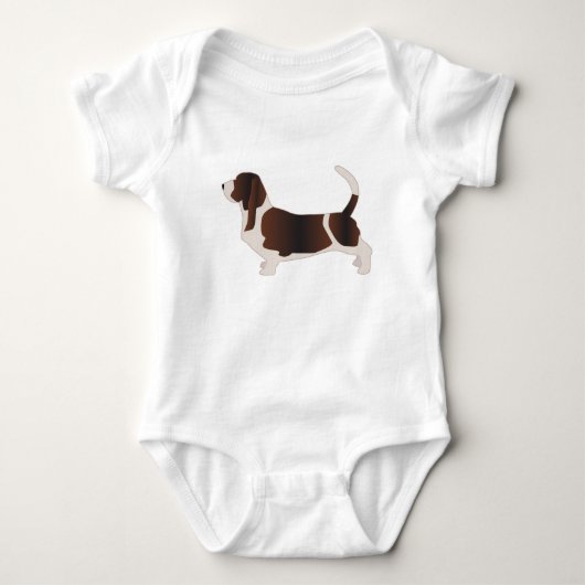 Basset Hound Hondenras Silhouette Illustratie Romper (Voorkant)
