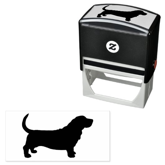 Basset Hound Hondenras Silhouette Zelfinktende Stempel (In situ)