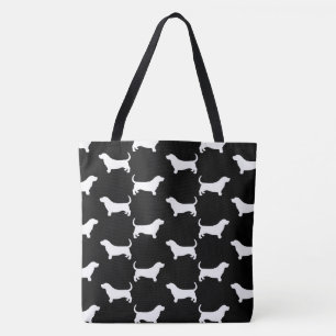 Basset Hound Hondenras Silhouettes pattered Tote Bag