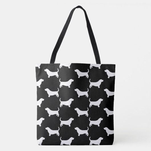 Basset Hound Hondenras Silhouettes pattered Tote Bag (Voorkant)