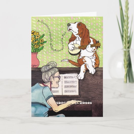 Basset Hound - Howling Verjaardag Kaart (Voorkant)