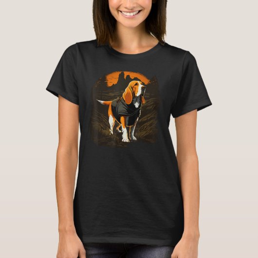 Basset Hound Hunter op Basset Hound Game Hunting T-shirt (Voorkant)