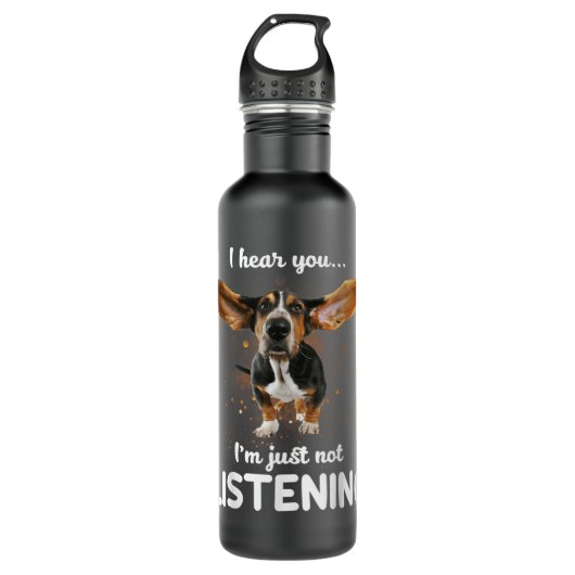 Basset Hound Ik hoor je niet luisteren Waterfles (Voorkant)
