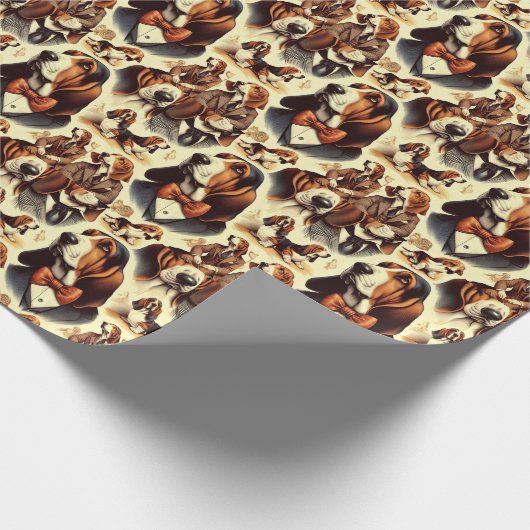  Basset Hound Illustratie Cadeaupapier (Hoek)