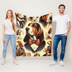  Basset Hound Illustratie Fleece Deken