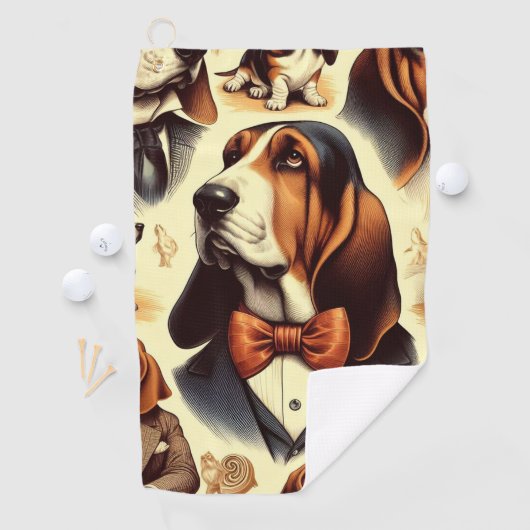 Basset Hound Illustratie Golfhanddoek (Insitu)