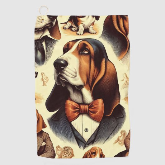  Basset Hound Illustratie Golfhanddoek (Voorkant)