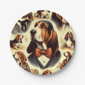 Basset Hound Illustratie Papieren Bordje (Voorkant)