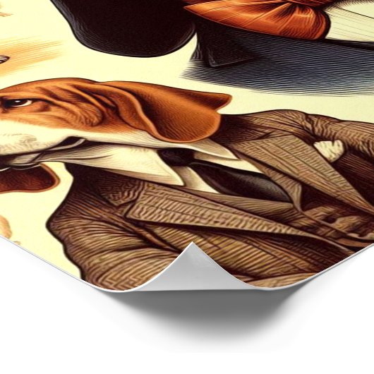  Basset Hound Illustratie Poster (Hoek)