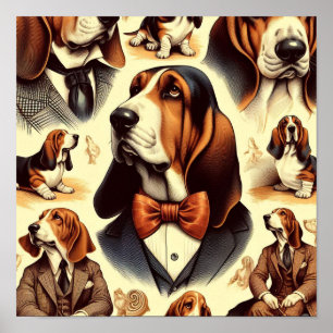  Basset Hound Illustratie Poster