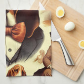  Basset Hound Illustratie Theedoek (Quarter Fold)