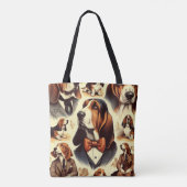  Basset Hound Illustratie Tote Bag (Achterkant)