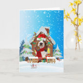Basset Hound in de sneeuw met kerstcadeaus  Kaart (Gele Bloem)