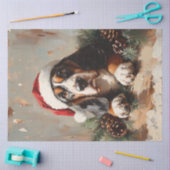 Basset Hound in een Santa Hat olieverfschilderij D Tissuepapier (Craft)
