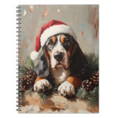 Basset Hound in een schilderij van Santa Hat Oil Notitieboek (Voorkant)
