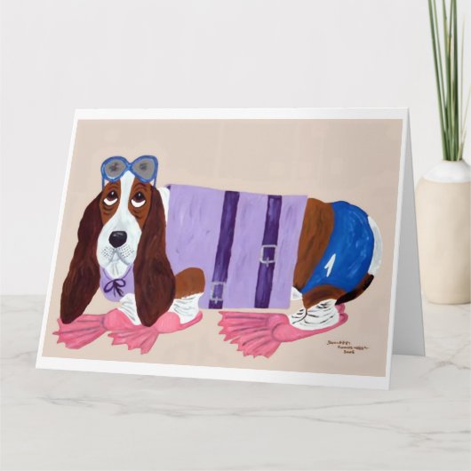 Basset Hound in Flippers  Bedankkaart (Voorkant)