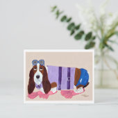 Basset Hound in Flippers  Briefkaart (Staand voorkant)