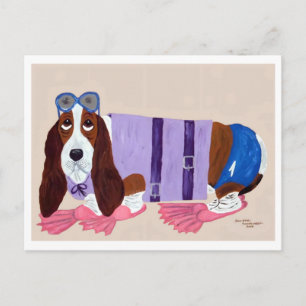 Basset Hound in Flippers  Briefkaart