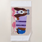 Basset Hound in Flippers Strandlaken (Voorkant)