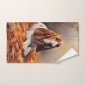 Basset Hound in herfstbladeren Herfst Inspire Bad Handdoek (Handdoek)