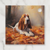 Basset Hound in herfstbladeren Herfst Inspire Bedankjes Labels (Achterkant)