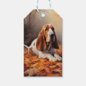 Basset Hound in herfstbladeren Herfst Inspire Cadeaulabel (Voorkant)