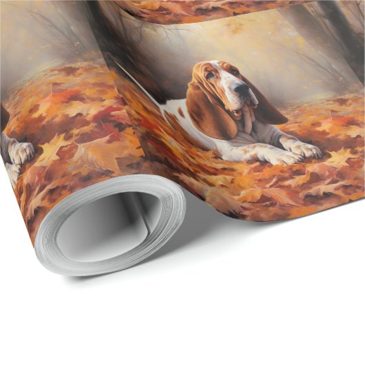 Basset Hound in herfstbladeren Herfst Inspire Cadeaupapier (Rol Hoek)