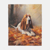 Basset Hound in herfstbladeren Herfst Inspire Fleece Deken (Voorkant)